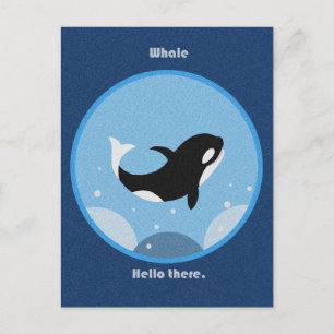 Funny Killer Whale Hello There Postcard Happy Orca