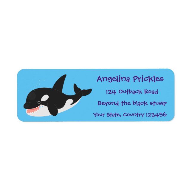 Funny killer whale orca cute cartoon illustration (Front)