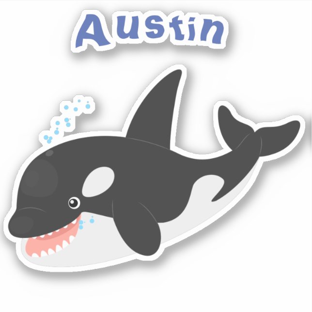 Funny killer whale orca cute cartoon illustration (Front)