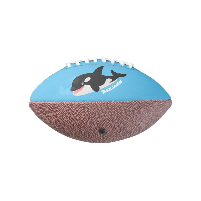 Funny killer whale orca cute cartoon illustration american football (Rotated 270)