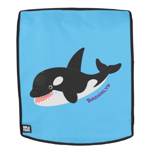 Funny killer whale orca cute cartoon illustration backpack (Removable Face)
