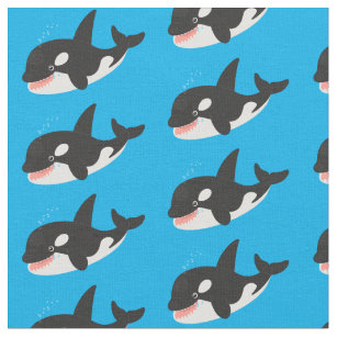 Funny killer whale orca cute cartoon illustration fabric