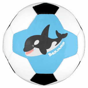 Funny killer whale orca cute cartoon illustration football