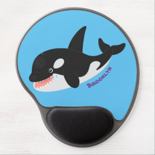 Funny killer whale orca cute cartoon illustration gel mouse mat