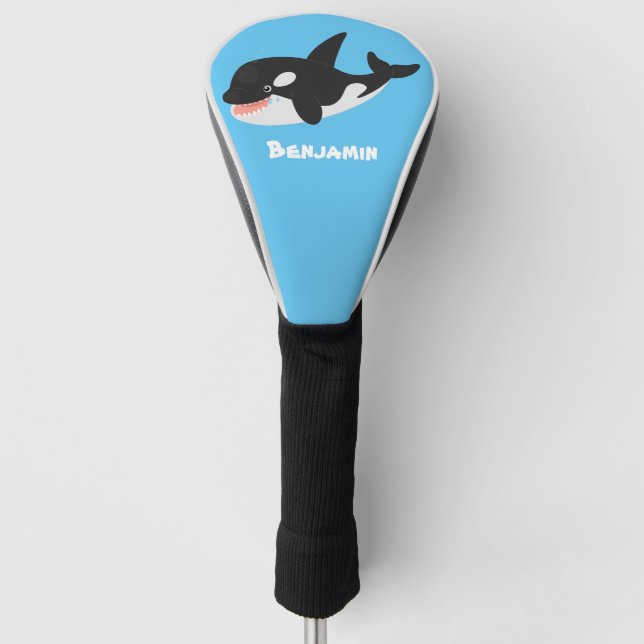 Funny killer whale orca cute cartoon illustration golf head cover (Front)