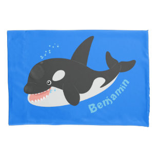 Funny killer whale orca cute cartoon illustration pillowcase