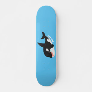 Funny killer whale orca cute cartoon illustration skateboard