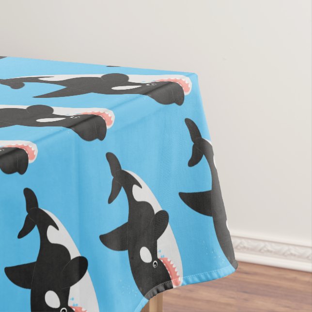 Funny killer whale orca cute cartoon illustration tablecloth (In Situ)