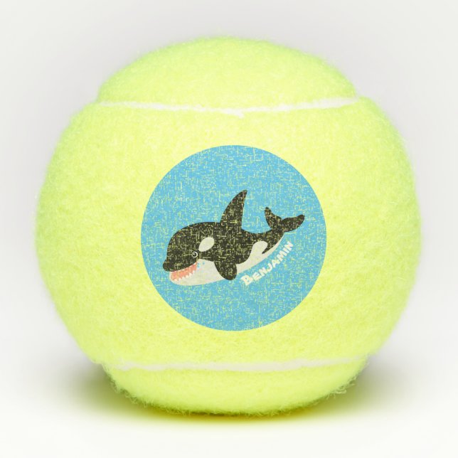 Funny killer whale orca cute cartoon illustration tennis balls (Front)
