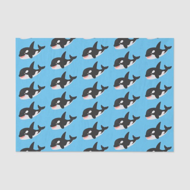 Funny killer whale orca cute cartoon illustration tissue paper (Front)