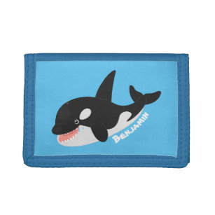 Funny killer whale orca cute cartoon illustration trifold wallet