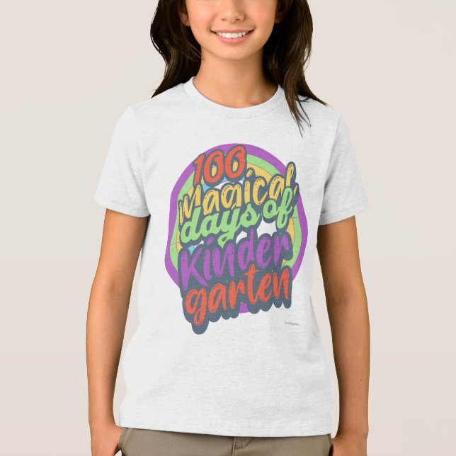 Funny Kindergarten 100th Day Sparkle Teacher Class Tri-Blend Shirt (Front)