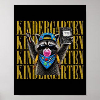 Funny Kindergarten Fvibesl Racoon Back To School Poster
