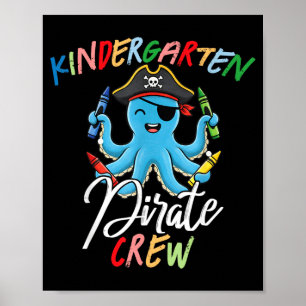 Funny Kindergarten Teacher Student Octopus Pirate Poster