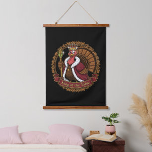Funny "King of the Table" Thanksgiving Turkey Hanging Tapestry