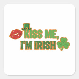 Funny Kiss Me I'm Irish St. Patrick's Day Party Square Sticker