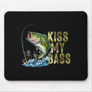 Funny kiss my-bass camo fishing lover bass fisher mouse mat