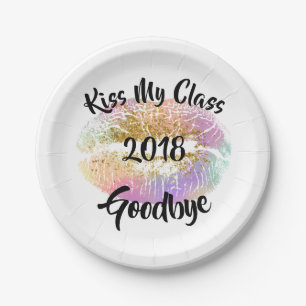 Funny Kiss My Class Goodbye Lips Paper Plate
