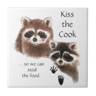 Funny, Kiss the Cook, Raccoons, Steal the Food Tile