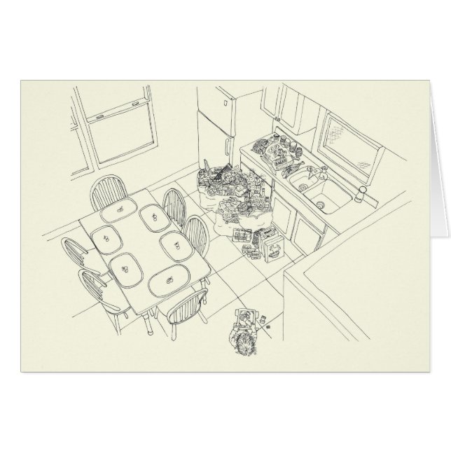Funny Kitchen Family Shopping Mess From Above Art (Front Horizontal)