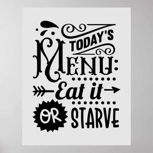 funny kitchen menu word art poster (Front)