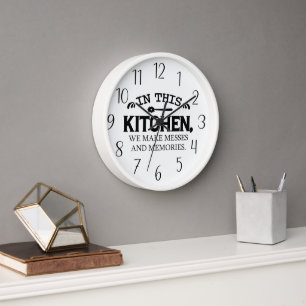 funny kitchen messes memories word art clock