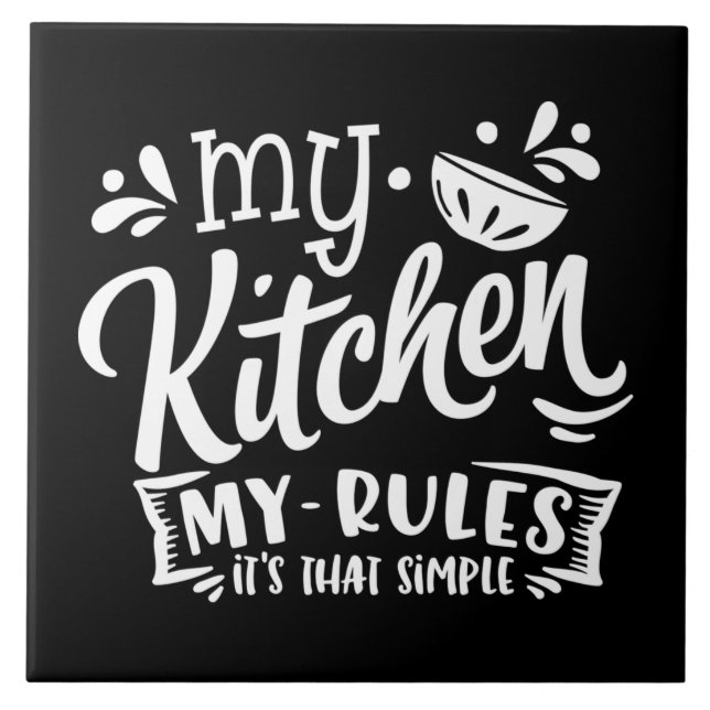 funny kitchen rules word art tile (Front)