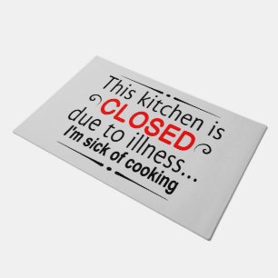 funny kitchen sick cooking word art doormat