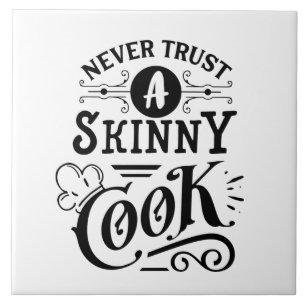 funny kitchen skinny cook word art tile