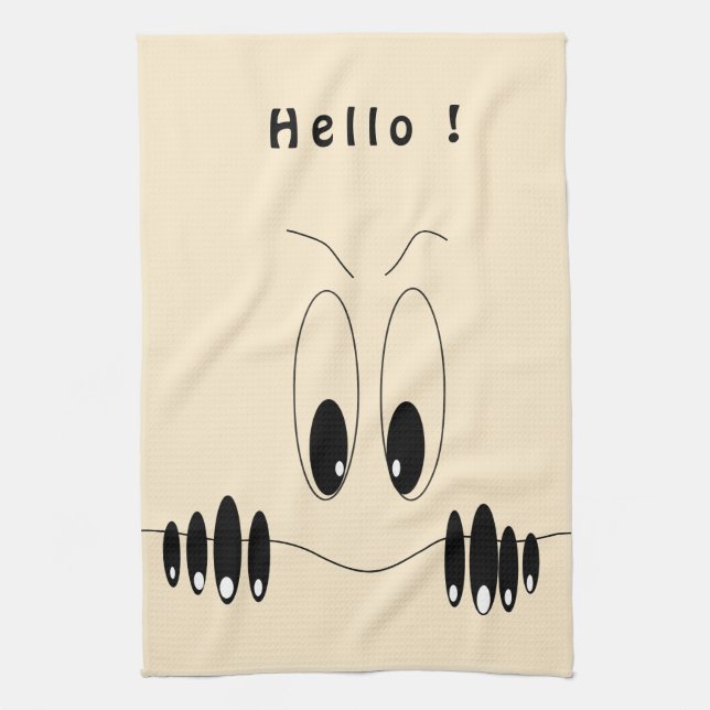 Funny Kitchen Towel with Playful Eyes (Vertical)