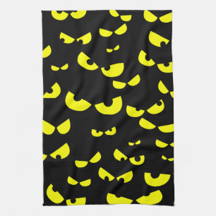 Funny kitchen towel with yellow angry eyes