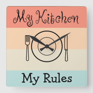 Funny Kitchen Wall Decor Square Wall Clock
