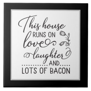 funny Kitchen word art bacon Tile