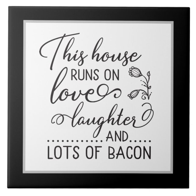 funny Kitchen word art bacon Tile (Front)