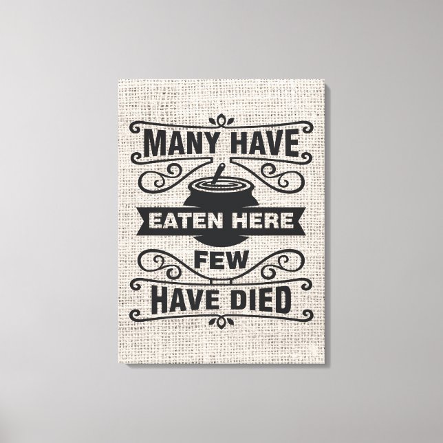 funny kitchen word art faux Burlap Canvas Print (Front)