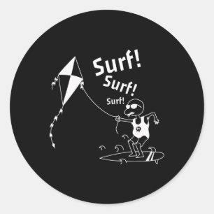 Funny Kite Surfing In The Wind Classic Round Sticker