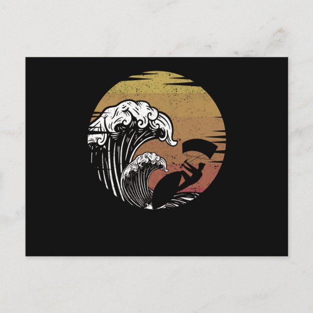 Funny kitesurfing waves windsurfing surfboarding postcard (Front)