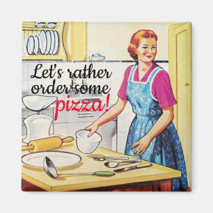 Funny Kitsch 1950's Vintage Housewife in Kitchen Magnet