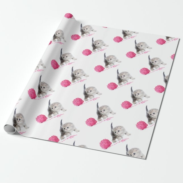 Funny kitten adorable Low Poly nice Wrapping Paper (Unrolled)