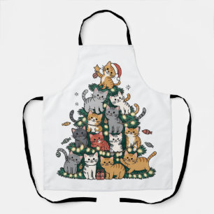 Funny Kitten Christmas Tree Cat Pet Animal Lover  Apron