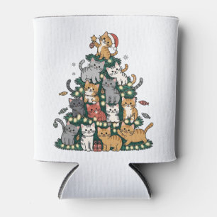 Funny Kitten Christmas Tree Cat Pet Animal Lover Can Cooler