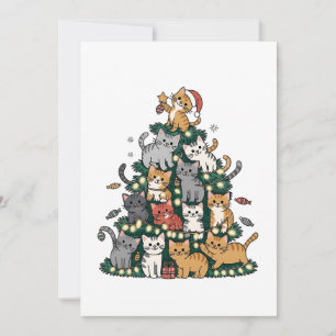 Funny Kitten Christmas Tree Cat Pet Animal Lover  Invitation