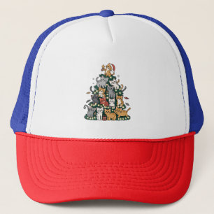 Funny Kitten Christmas Tree Cat Pet Animal Lover Trucker Hat