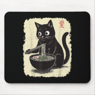 Funny Kitten Eating Ramen Japanese Kawaii Anime Ca Mouse Mat