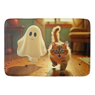Funny Kitten Spooky Friend Bath Mat