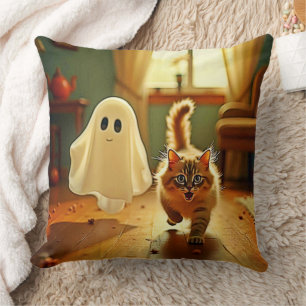 Funny Kitten Spooky Friend Cushion