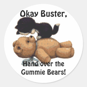 Funny Kitten & Teddy Bear Stickers