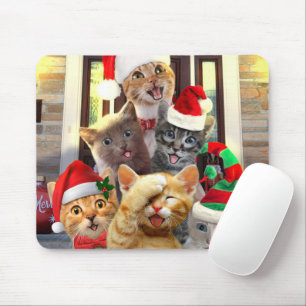 Funny kittens in Christmas Day Mouse Mat