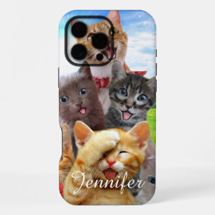 Funny kittens in green field. iPhone 16 pro max case