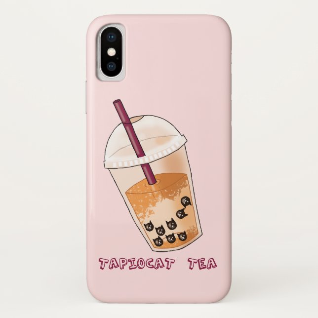 Funny Kitty Cat Bubble Tea Pun | Tapiocat Tea Case-Mate iPhone Case (Back)